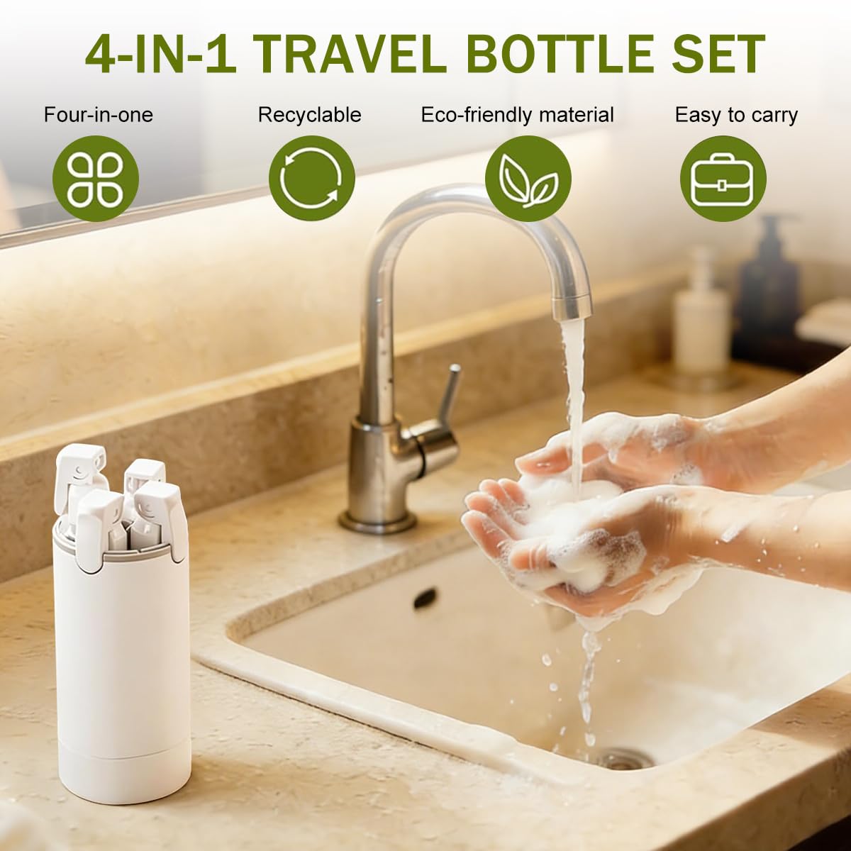 4-in-1 Leak-Proof Travel Bottles