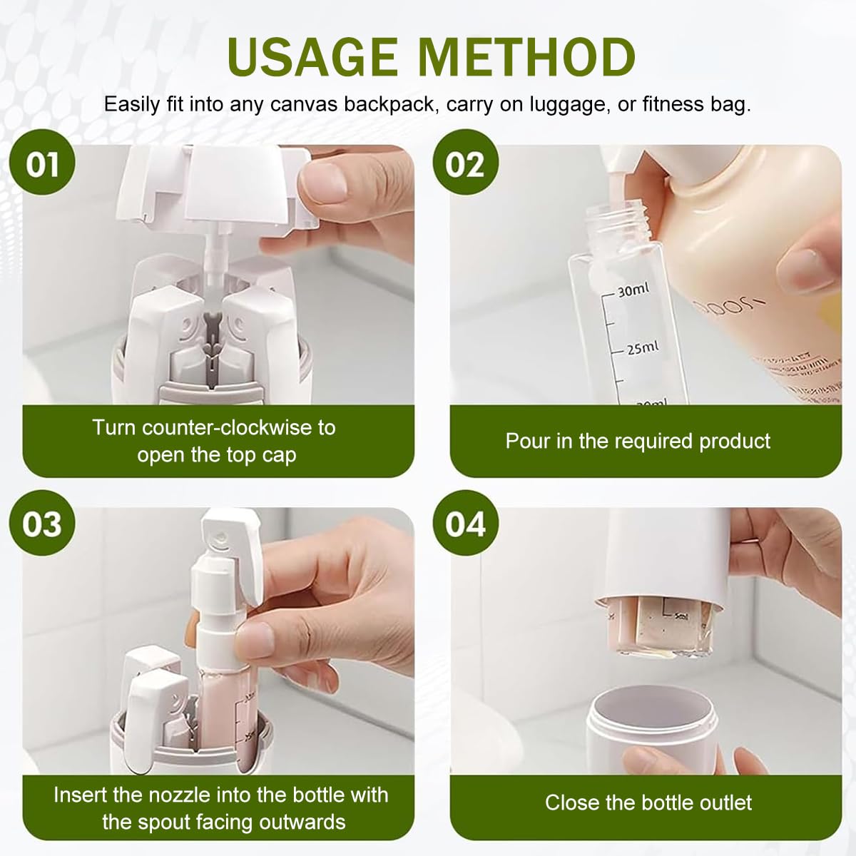 4-in-1 Leak-Proof Travel Bottles