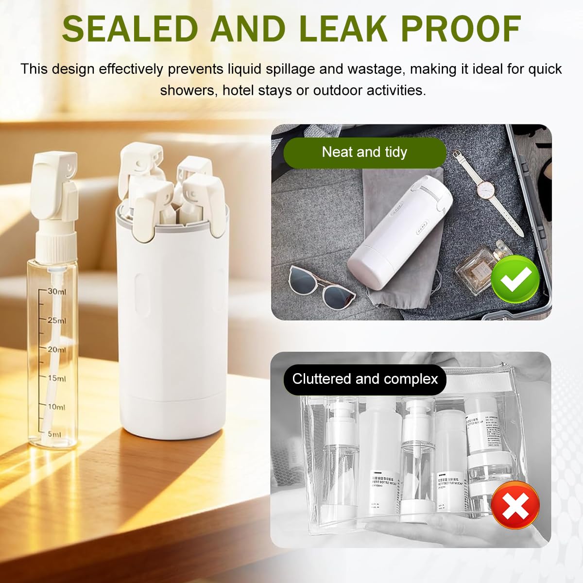 4-in-1 Leak-Proof Travel Bottles